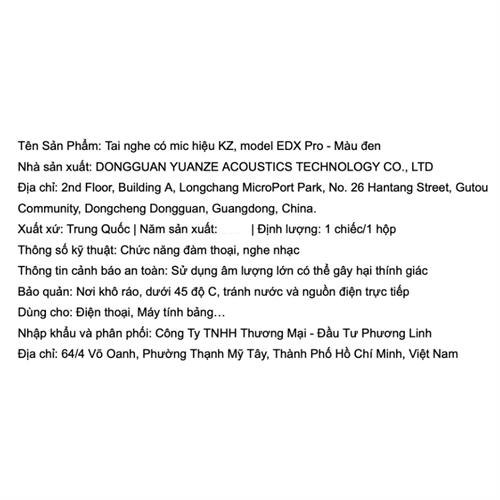 Tai nghe Có dây KZ EDX Pro - Đen Màu Đen