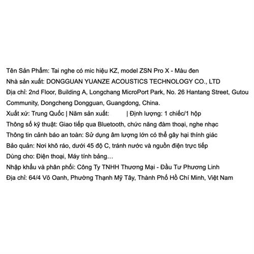 Tai nghe Có dây KZ ZSN Pro X Màu Đen