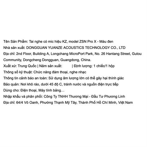 Tai nghe Có dây KZ ZSN Pro X Màu Đen