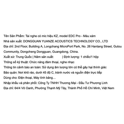 Tai nghe Có dây KZ EDC Pro Màu Xám
