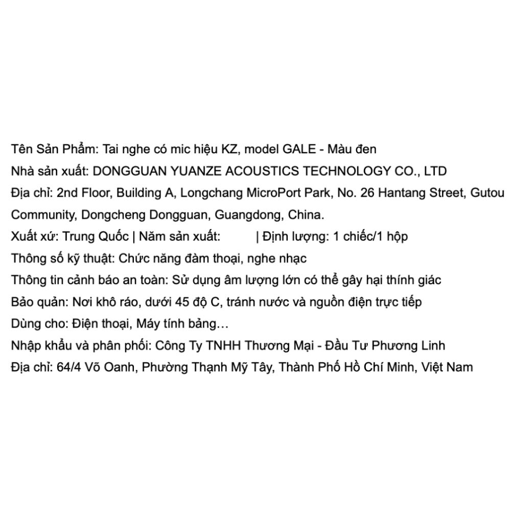 Tai nghe Có dây KZ GALE Màu Đen