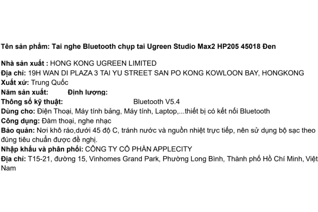 Tai nghe Bluetooth Chụp Tai Ugreen Studio Max2 HP205 Màu Đen