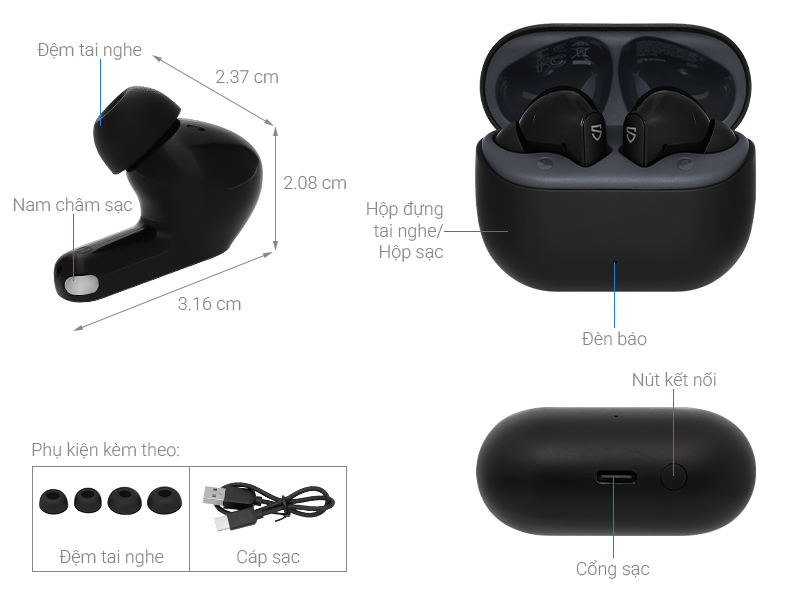 Tai nghe Bluetooth True Wireless SoundPeats Q3 Pro