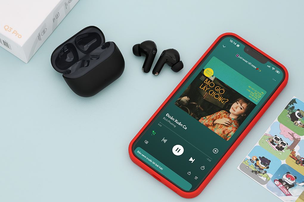 Tai nghe Bluetooth True Wireless SoundPeats Q3 Pro Màu Đen