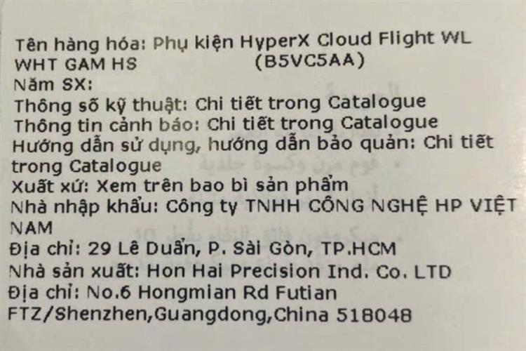 Tai nghe Bluetooth Chụp Tai Gaming HP HyperX Cloud Flight 2 B5VC Màu Trắng