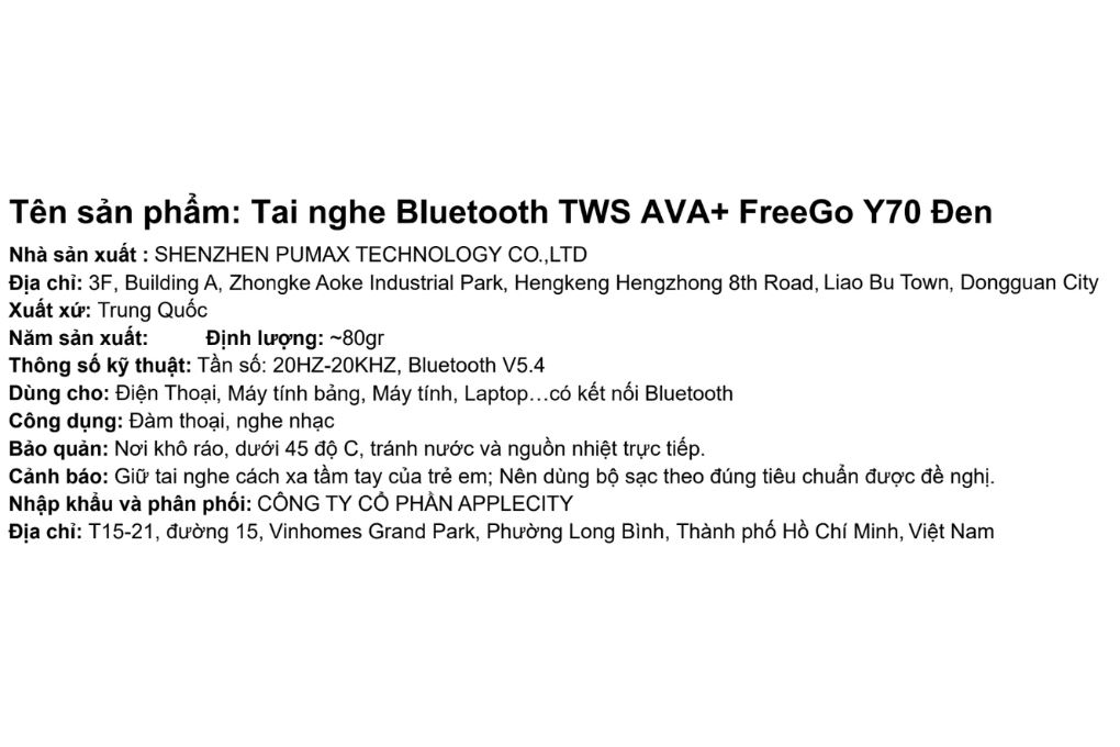 Tai nghe Bluetooth True Wireless AVA+ FreeGo Y70 - 15