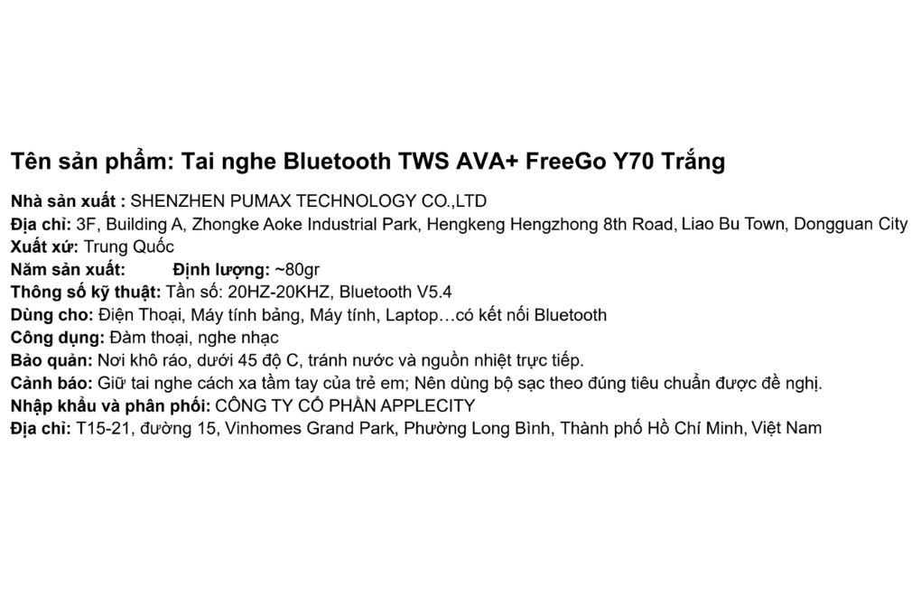 Tai nghe Bluetooth True Wireless AVA+ FreeGo Y70 - 15