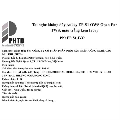 Tai nghe Blutetooth True Wireless Aukey EP-S1 OWS - Trắng Màu Màu be