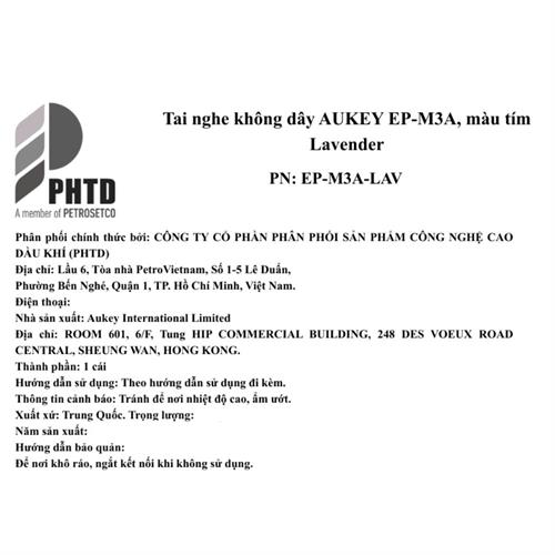 Tai nghe Blutetooth True Wireless Aukey EP-M3A - Tím Màu Tím