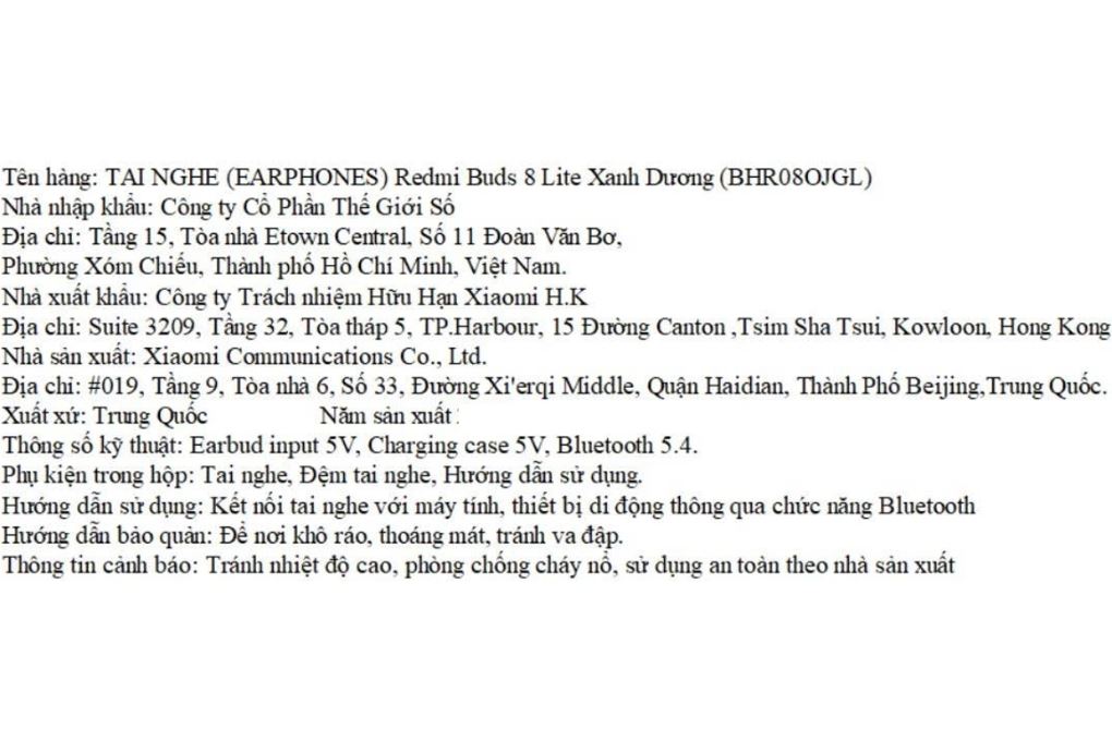 Tai nghe Bluetooth True Wireless Xiaomi Redmi Buds 8 Lite Màu Xanh Dương