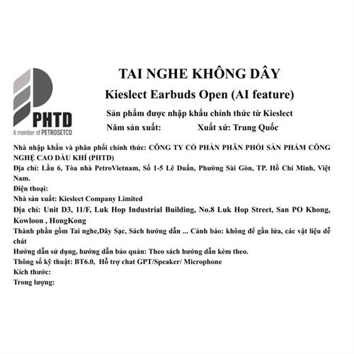Tai nghe Bluetooth True Wireless Kieslect Earbuds Open AI feature - Đen Màu Đen