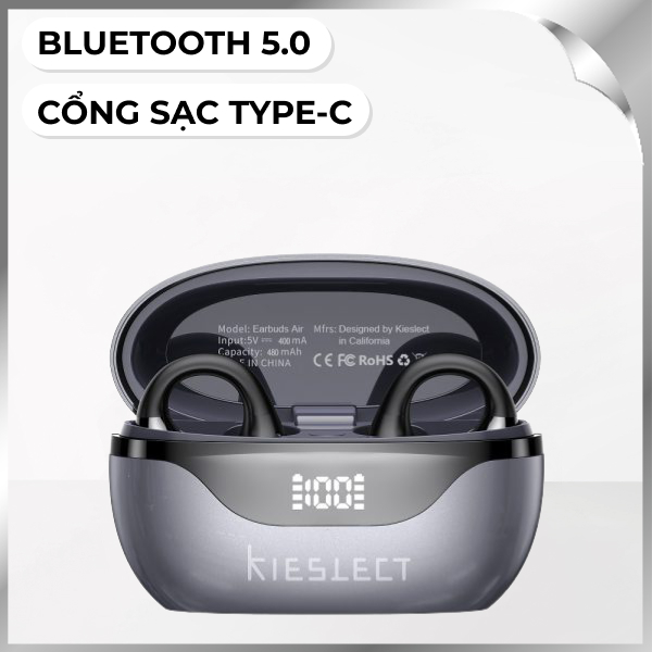 Tai nghe TWS Kieslect Earbuds Open AI feature - Đen