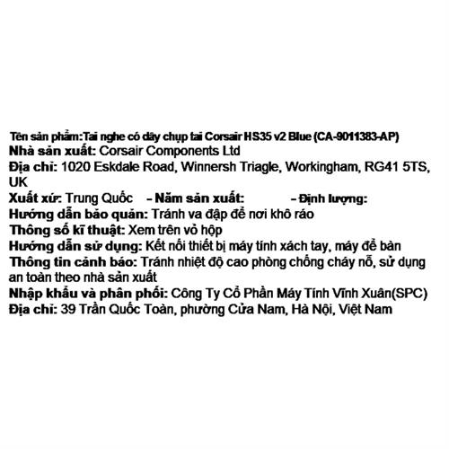 Tai nghe Chụp Tai Gaming Corsair HS35 V2 Blue/CA-9011383-AP Màu Xanh Dương