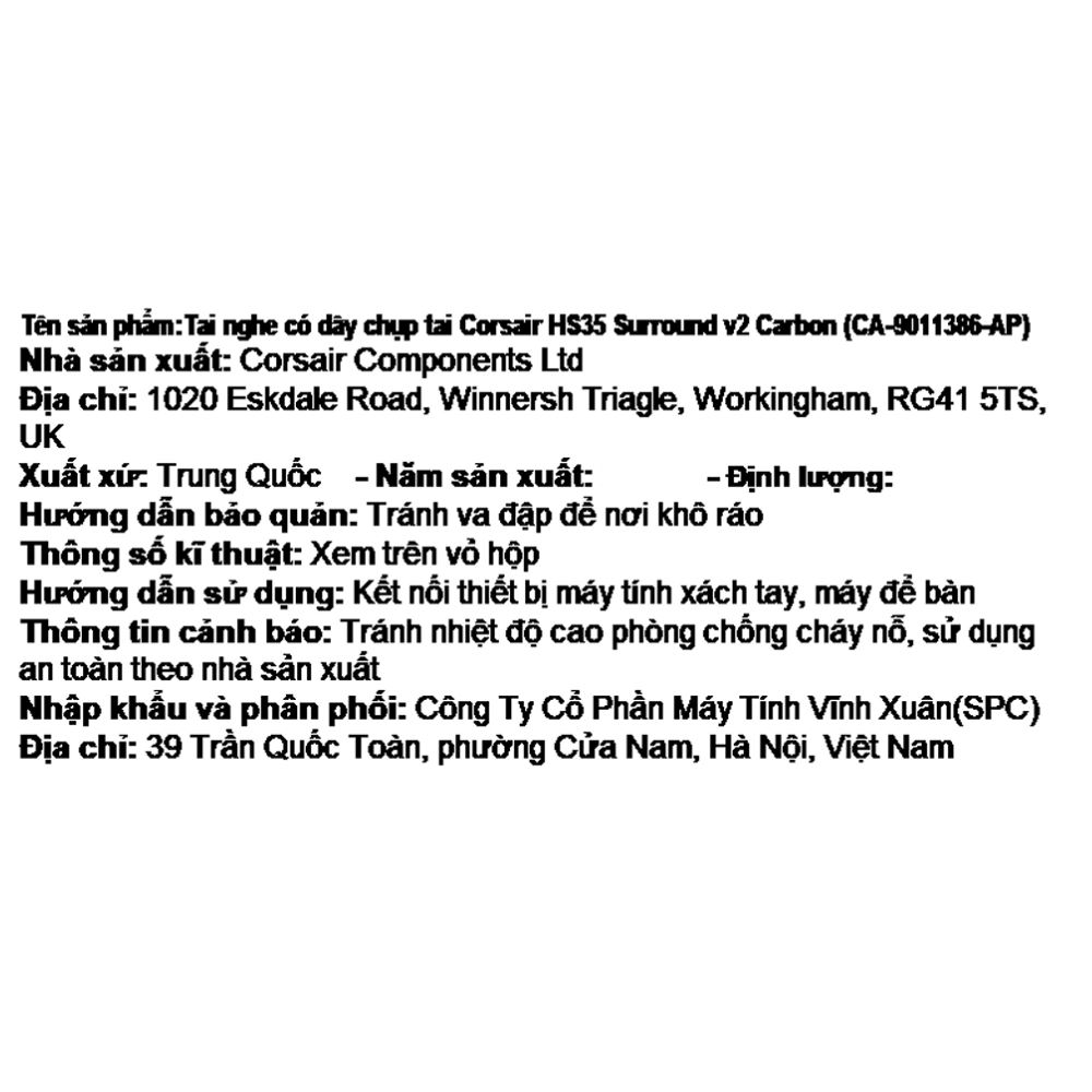 Tai nghe Chụp Tai Gaming Corsair HS35 Surround V2 Carbon/CA-9011386-AP - 9