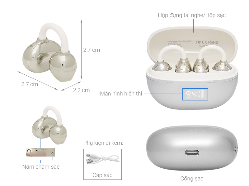 Tai nghe Bluetooth Open-Ear OWS Rezo MuseGo 2