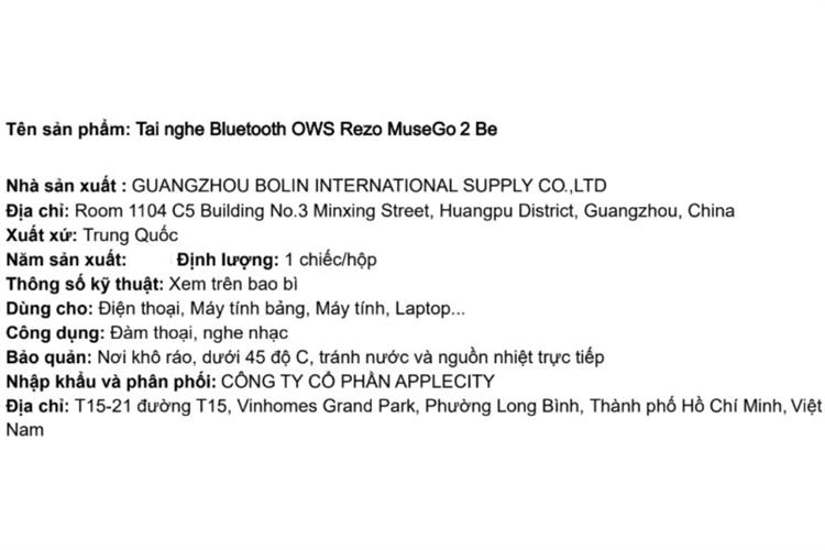 Tai nghe Bluetooth Open-Ear OWS Rezo MuseGo 2 Màu Màu be