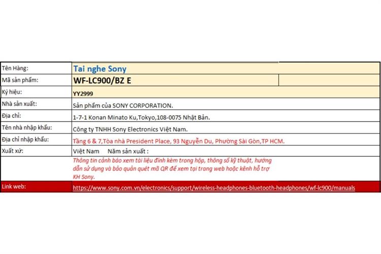 Tai nghe Bluetooth True Wireless Sony Clip WF-LC900 Màu Đen