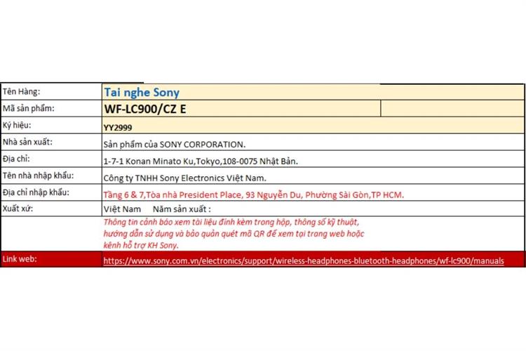 Tai nghe Bluetooth True Wireless Sony Clip WF-LC900 Màu Kem