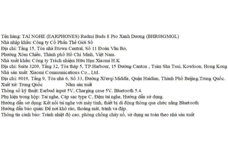 Tai nghe Bluetooth True Wireless Xiaomi Redmi Buds 8 Pro Màu Xanh Dương