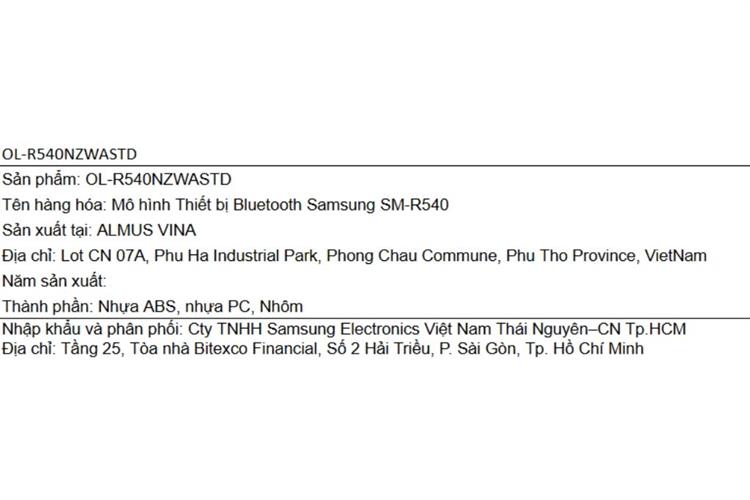 Tai nghe Bluetooth True Wireless Samsung Galaxy Buds4 R540N Màu Đen