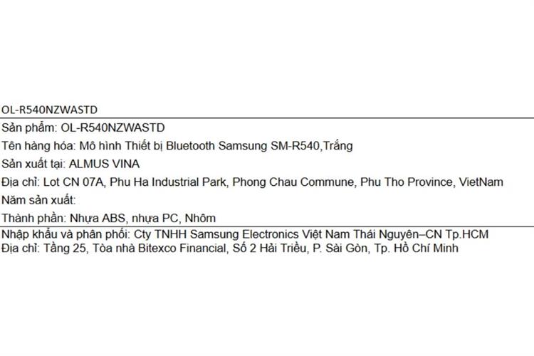 Tai nghe Bluetooth True Wireless Samsung Galaxy Buds4 R540N Màu Trắng