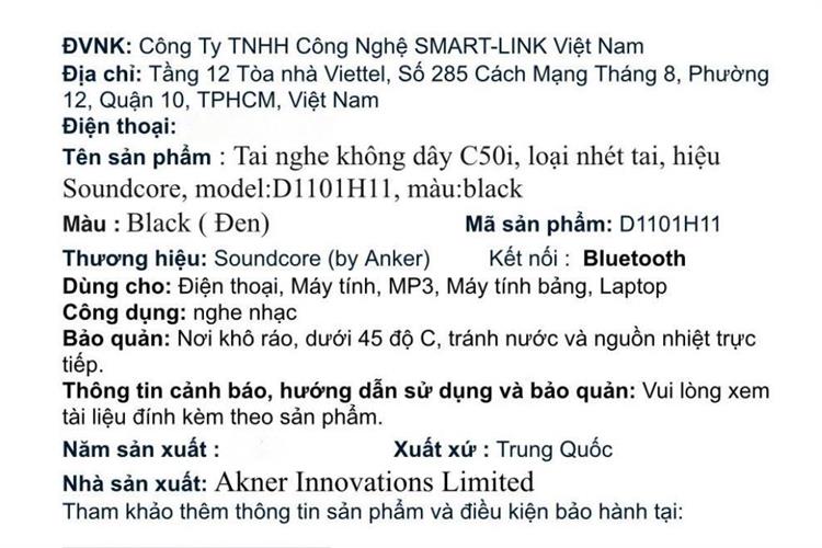 Tai nghe Bluetooth Open-Ear OWS Soundcore C50i D1101 Màu Đen