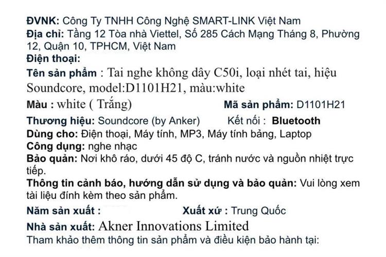 Tai nghe Bluetooth Open-Ear OWS Soundcore C50i D1101 Màu Trắng