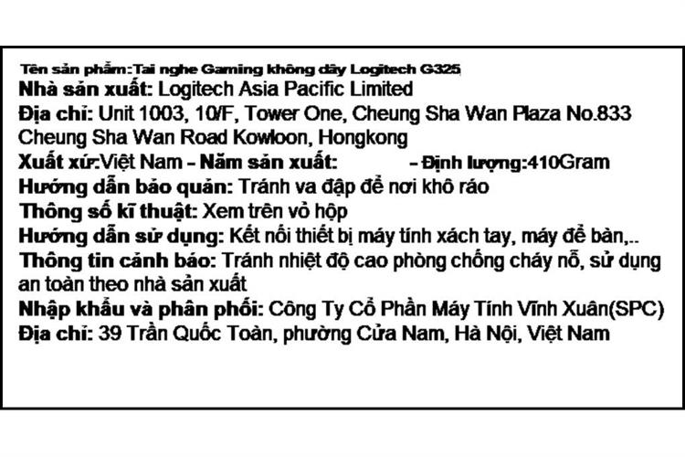 Tai nghe Bluetooth Chụp Tai Gaming Logitech G325 Màu Đen