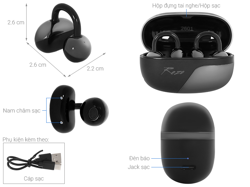 Tai nghe Bluetooth Open-Ear OWS Rezo MuseGo OWS1010