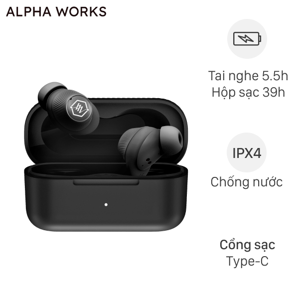 Tai nghe TWS Alpha Works AW CURVE320BLK