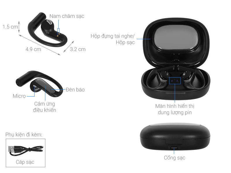 Tai nghe Bluetooth Open-Ear OWS Rezo PulseGo 2