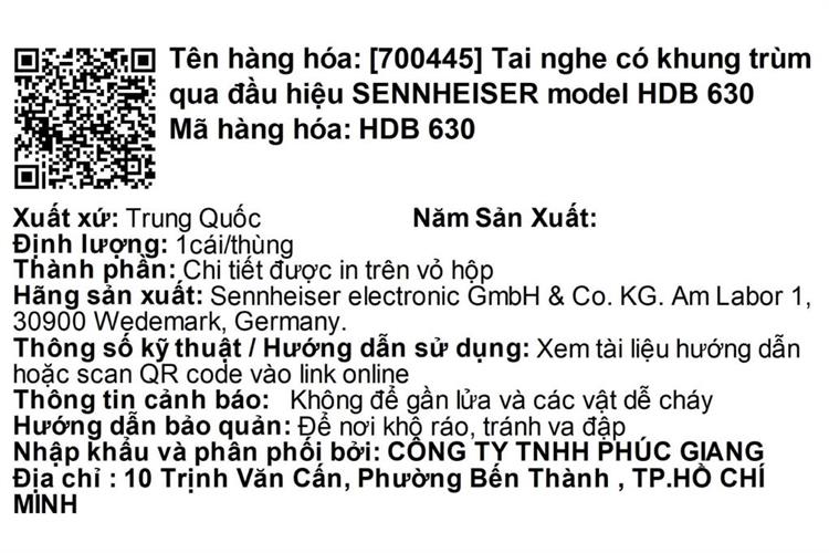 Tai nghe Bluetooth Chụp Tai Sennheiser HDB 630 Màu Đen