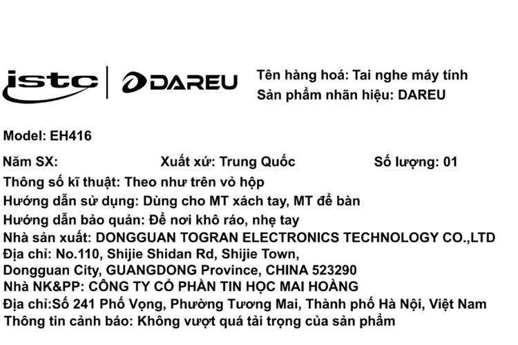 Tai nghe Chụp Tai USB DAREU EH416 RGB Màu Đen