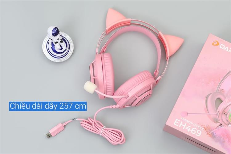 Tai nghe Chụp Tai USB DAREU EH469 RGB Màu Hồng