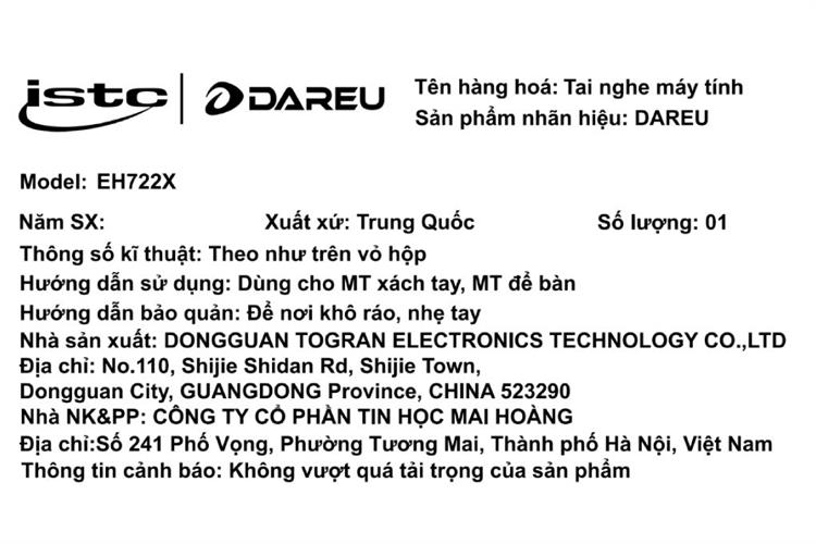 Tai nghe Chụp Tai USB DAREU EH722X PRO Màu Đen