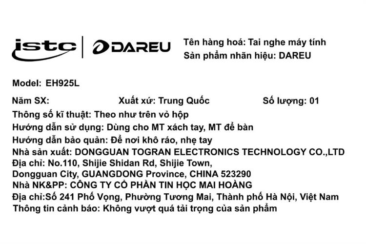 Tai nghe Chụp Tai USB DAREU EH925L Màu Đen - Đỏ