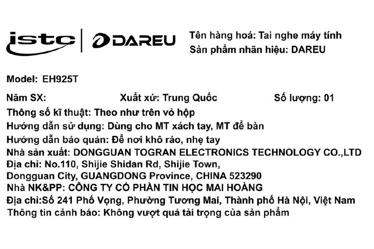 Tai nghe Bluetooth Chụp Tai DAREU EH925T Màu Đen