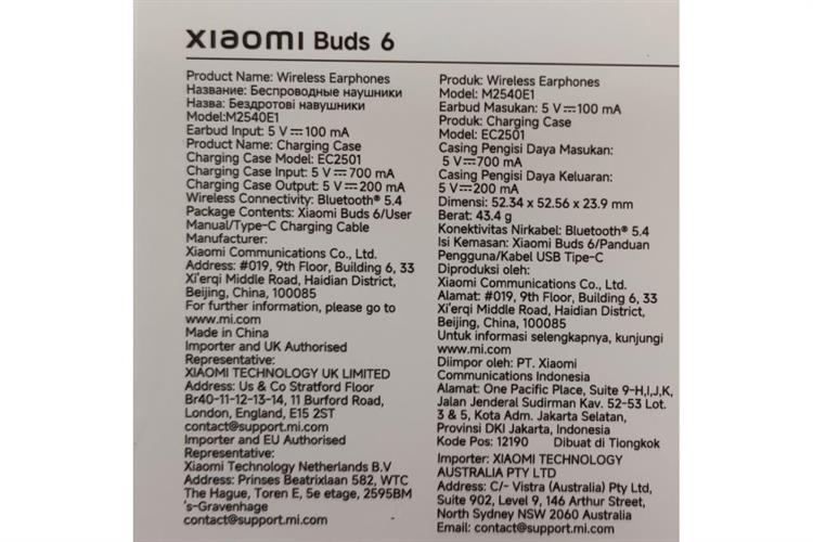 Tai nghe Bluetooth True Wireless Xiaomi Buds 6 Màu Tím
