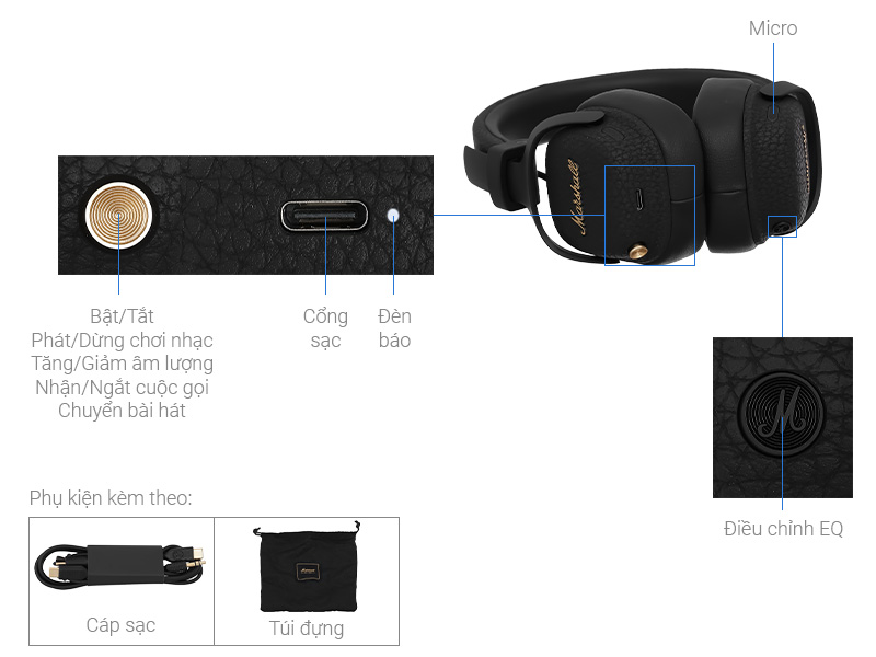Tai nghe Bluetooth Chụp Tai Marshall Milton A.N.C.