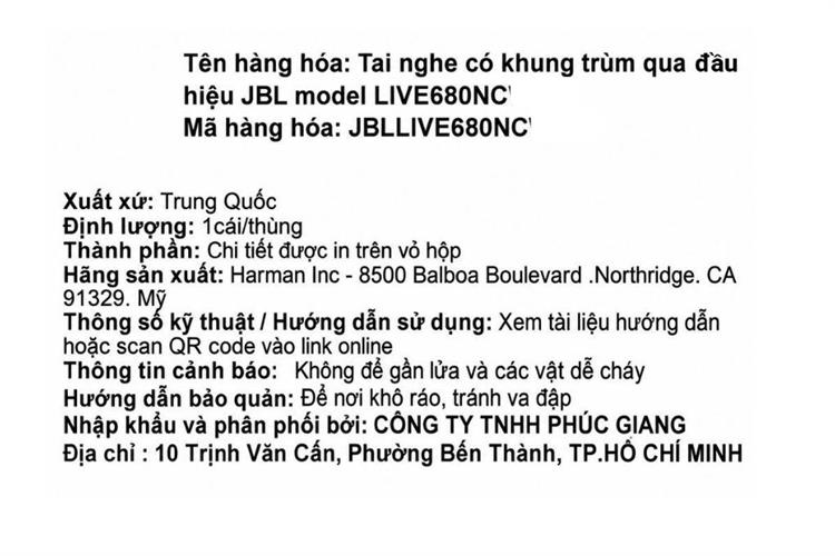 Tai nghe Bluetooth Chụp Tai JBL Live 680NC Màu Vàng