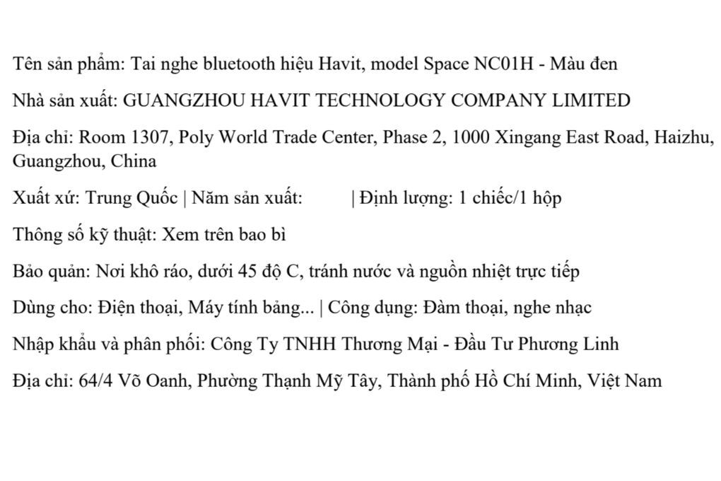 Tai nghe Bluetooth Chụp Tai Havit Space NC01H Màu Đen