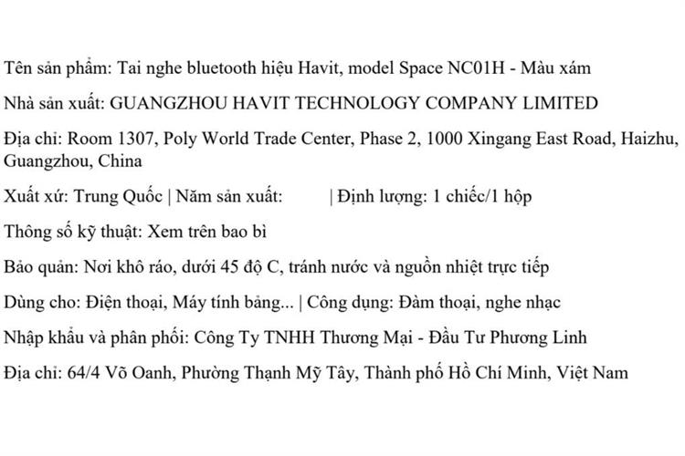 Tai nghe Bluetooth Chụp Tai Havit Space NC01H Màu Xám
