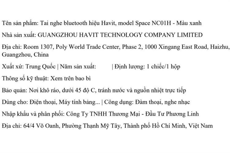 Tai nghe Bluetooth Chụp Tai Havit Space NC01H Màu Xanh Dương
