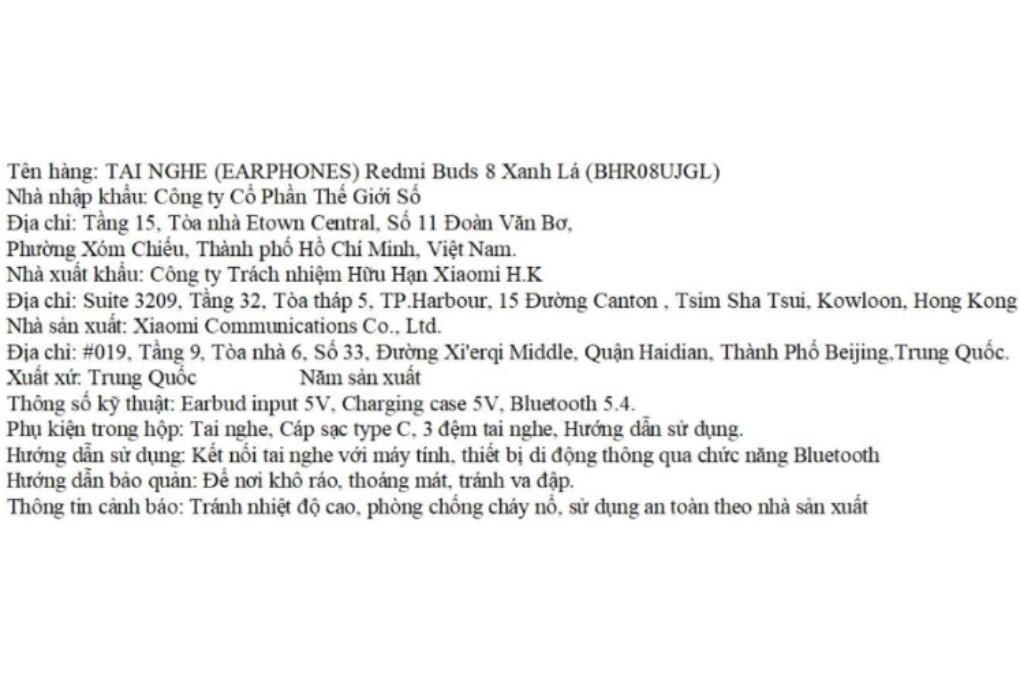 Tai nghe Bluetooth True Wireless Xiaomi Redmi Buds 8 Màu Xanh lá