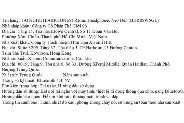 Tai nghe Bluetooth Chụp Tai Xiaomi Redmi NEO Màu Đen