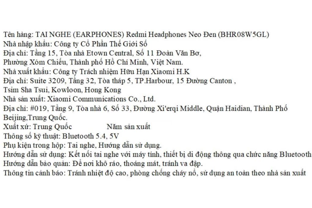 Tai nghe Bluetooth Chụp Tai Xiaomi Redmi NEO Màu Đen