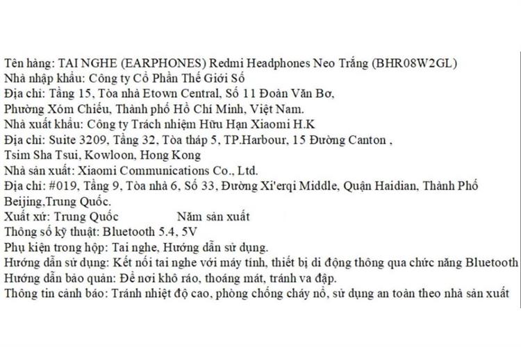 Tai nghe Bluetooth Chụp Tai Xiaomi Redmi NEO Màu Trắng