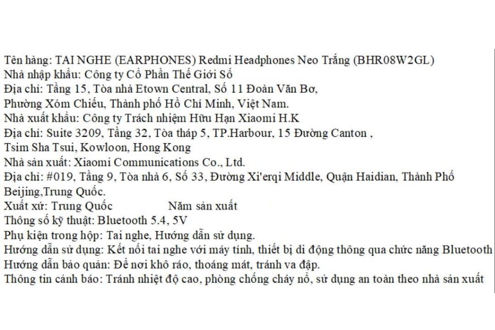Tai nghe Bluetooth Chụp Tai Xiaomi Redmi NEO Màu Trắng