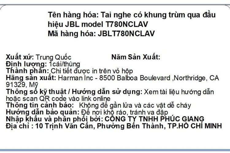 Tai nghe Bluetooth Chụp Tai JBL Tune 780NC Màu Tím