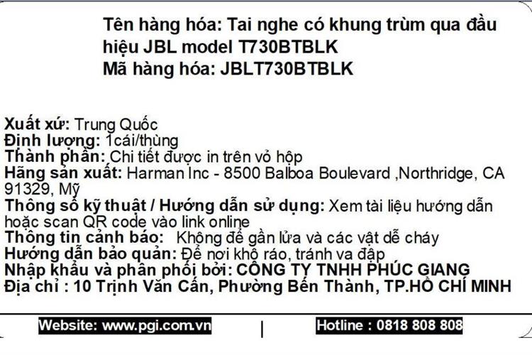 Tai nghe Bluetooth Chụp Tai JBL Tune 730BT Màu Đen